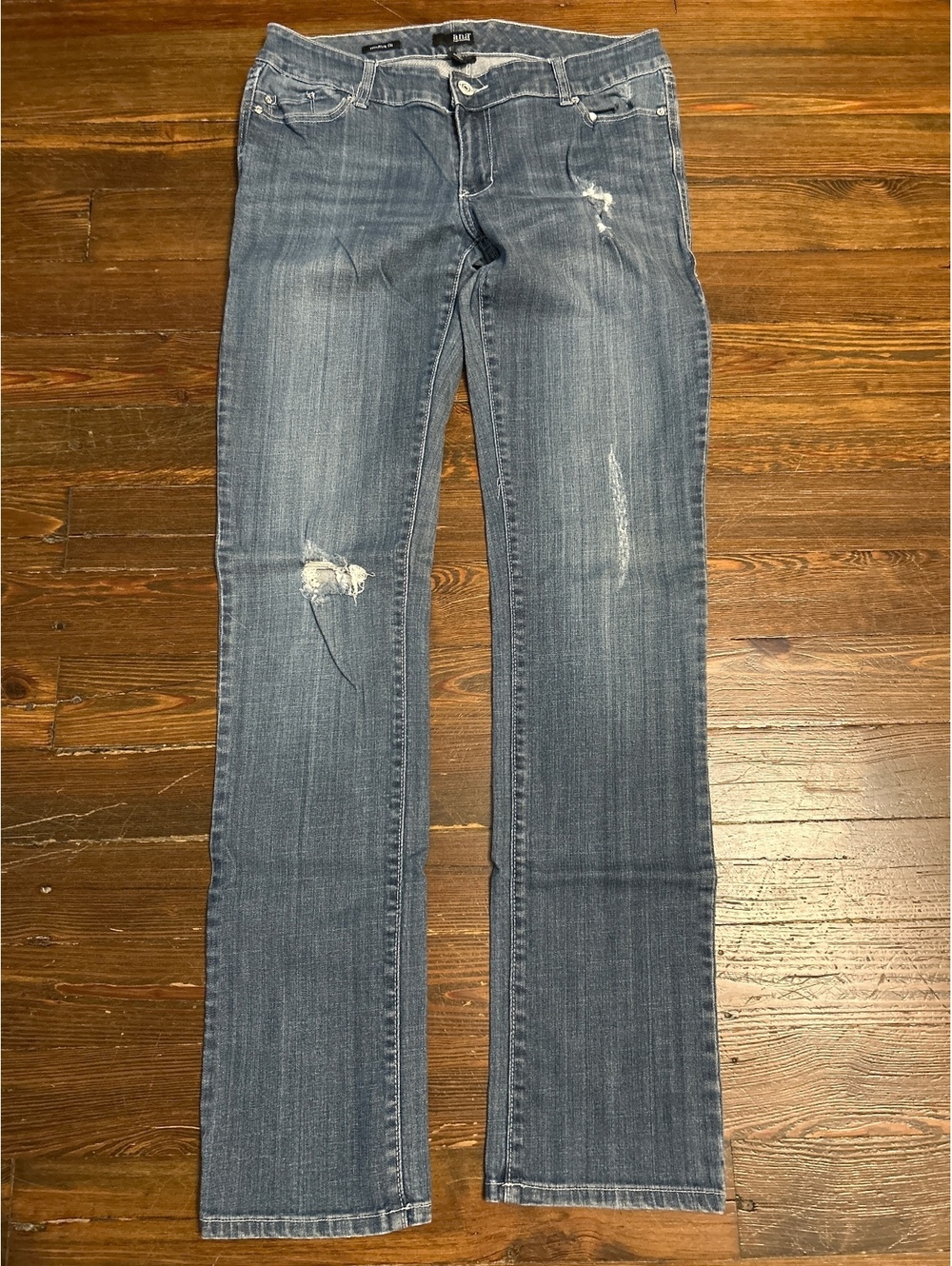 a.n.a Modern Fit Distressed Blue Denim Jeans